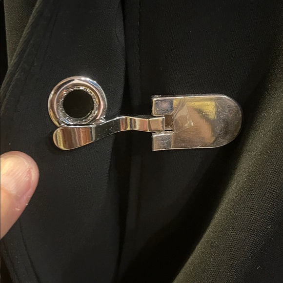 London Fog Trenchcoat Jacket Detachable Hood Black Gold Hardware Size Large - Picture 6 of 16